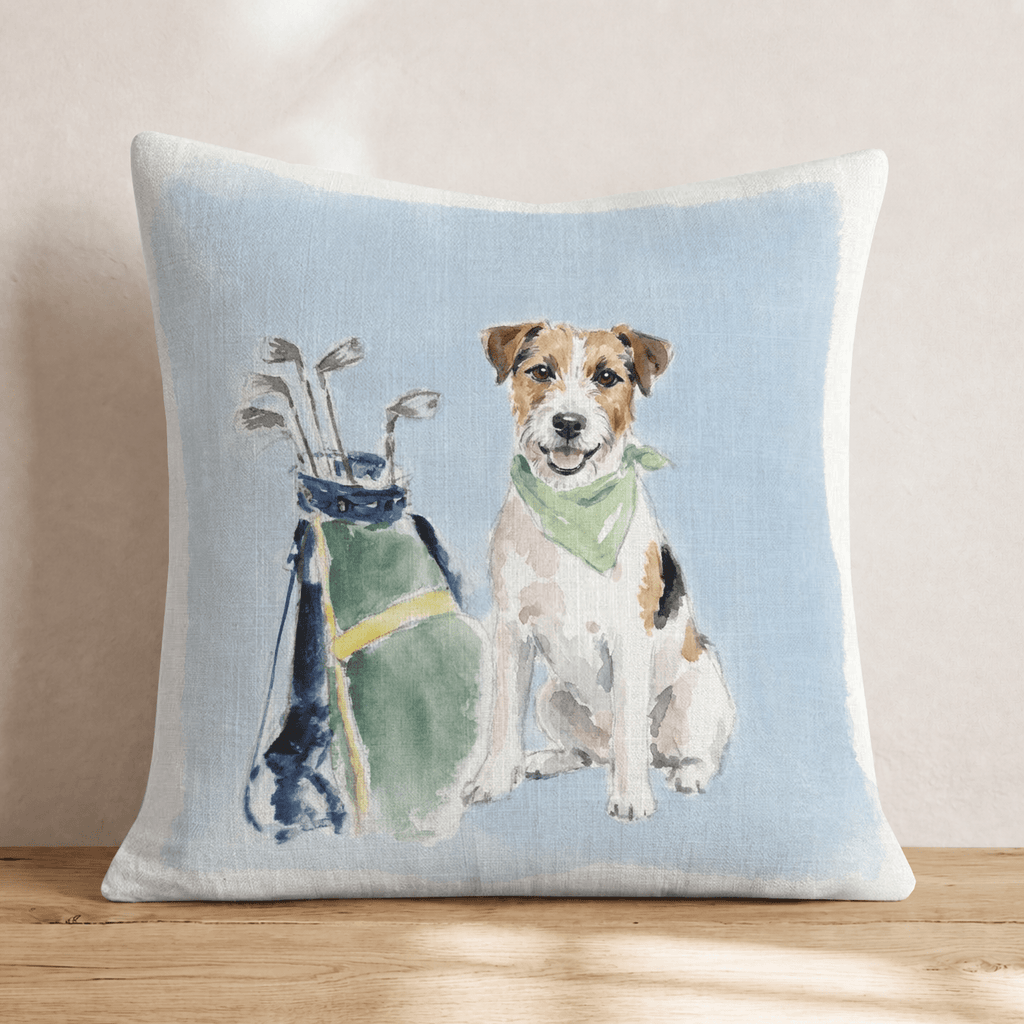 Golf Trip Jack Russell Terrier Throw Pillow - Hillcroft Home