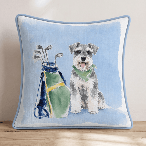 Golf Trip Miniature Schnauzer Throw Pillow - Hillcroft Home