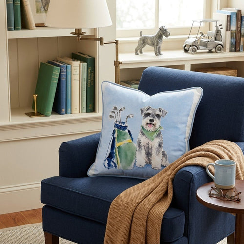 Golf Trip Miniature Schnauzer Throw Pillow - Hillcroft Home