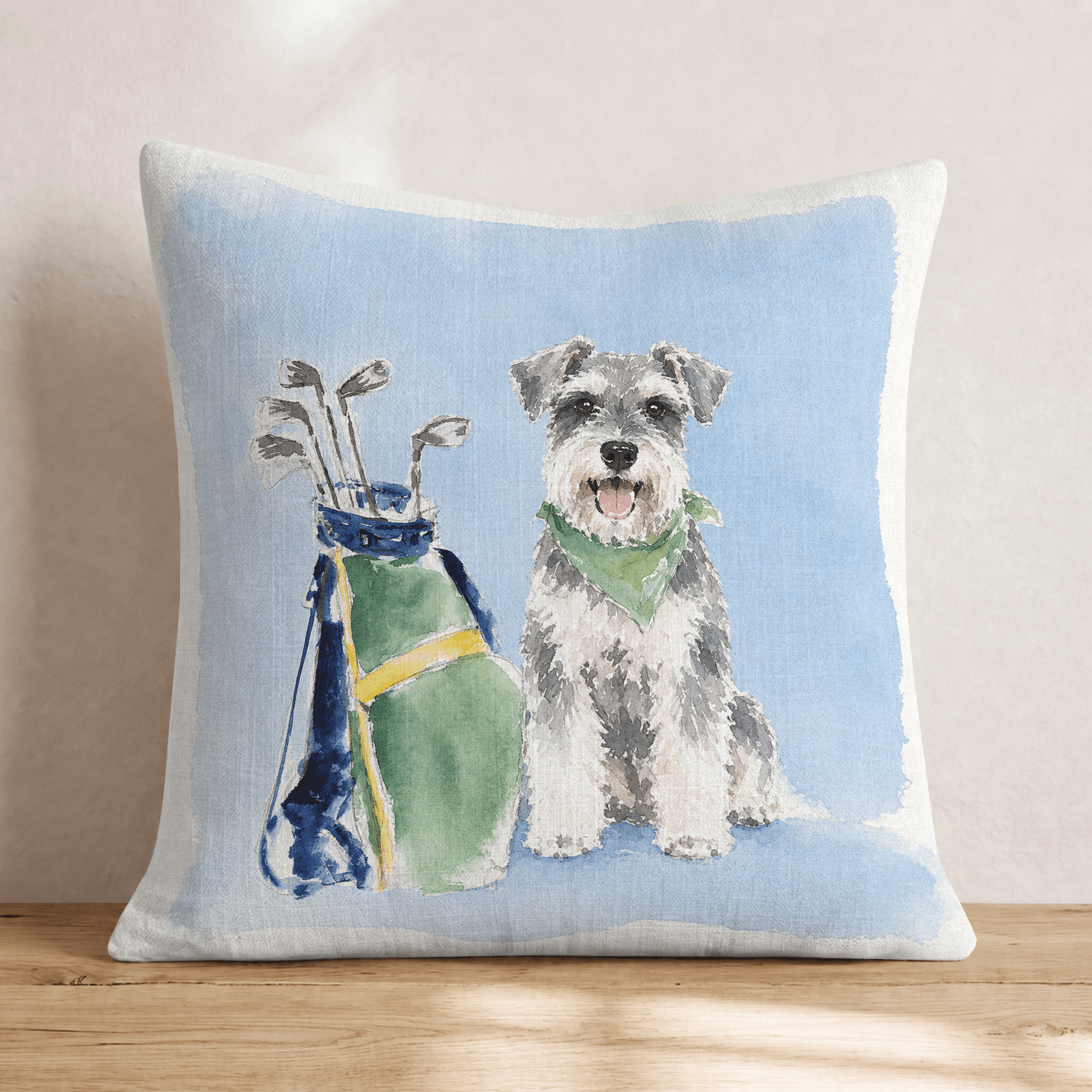 Golf Trip Miniature Schnauzer Throw Pillow - Hillcroft Home