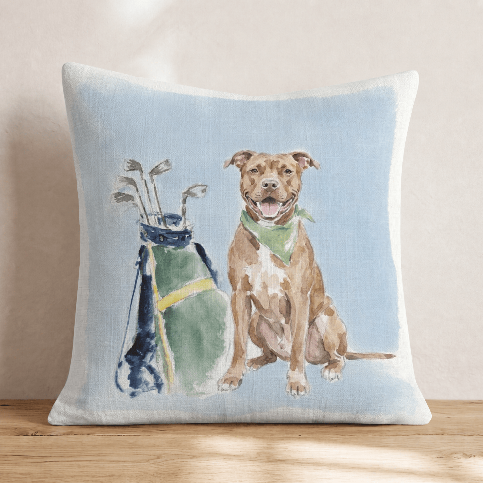 Golf Trip Pit Bull Throw Pillow - Hillcroft Home