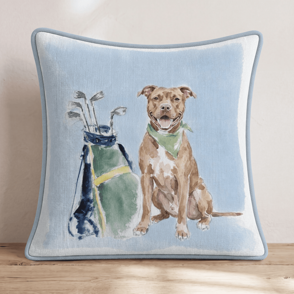Golf Trip Pit Bull Throw Pillow - Hillcroft Home