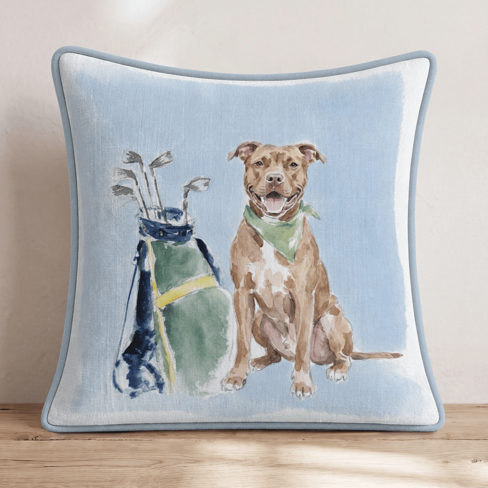 Golf Trip Pit Bull Throw Pillow - Hillcroft Home