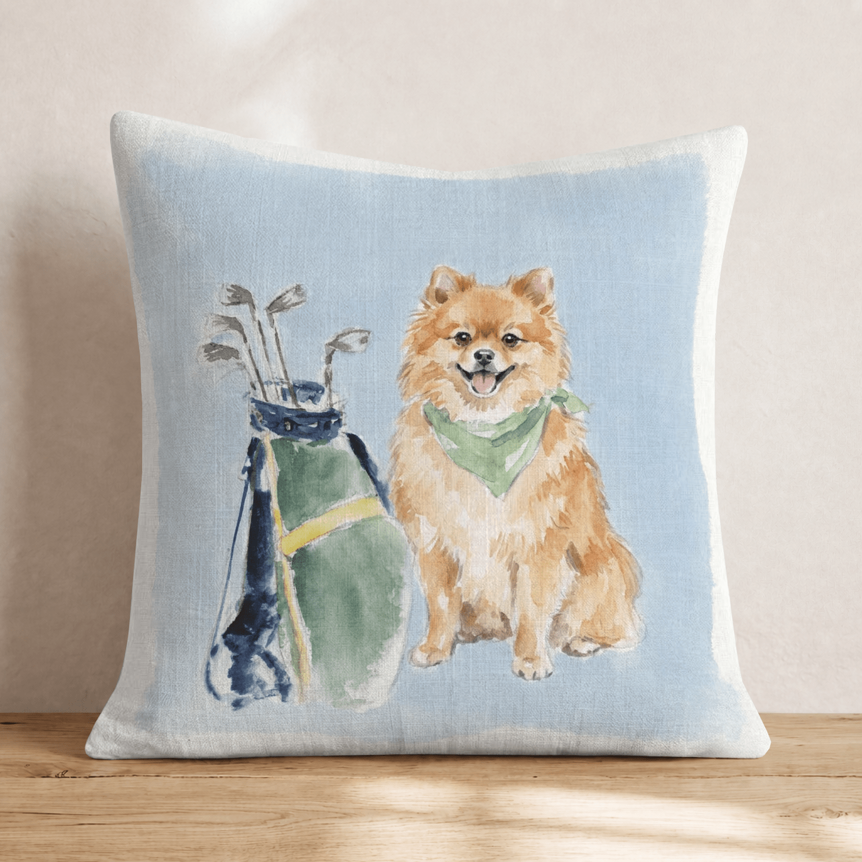 Golf Trip Pomeranian Throw Pillow - Hillcroft Home