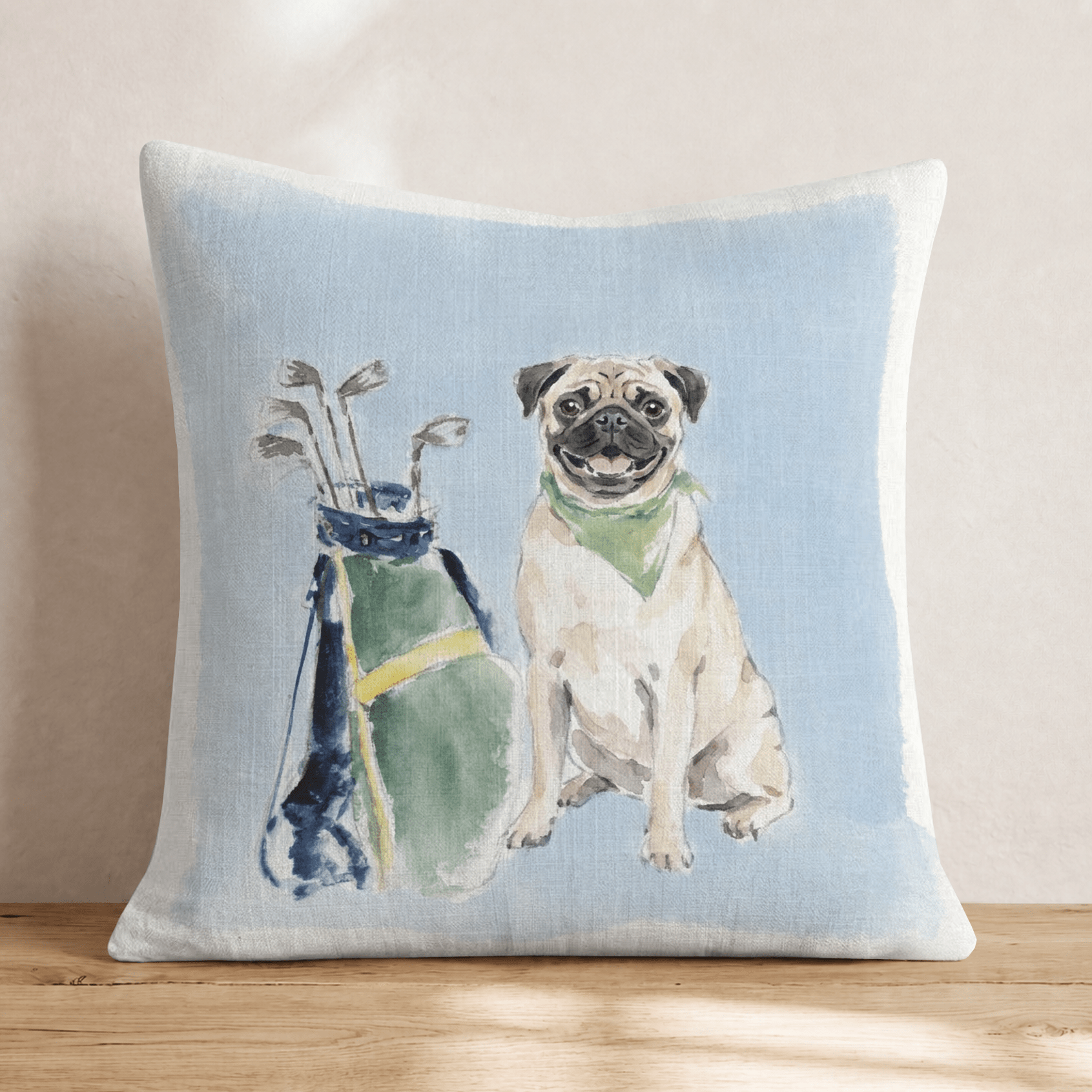 Golf Trip Pug Throw Pillow - Hillcroft Home