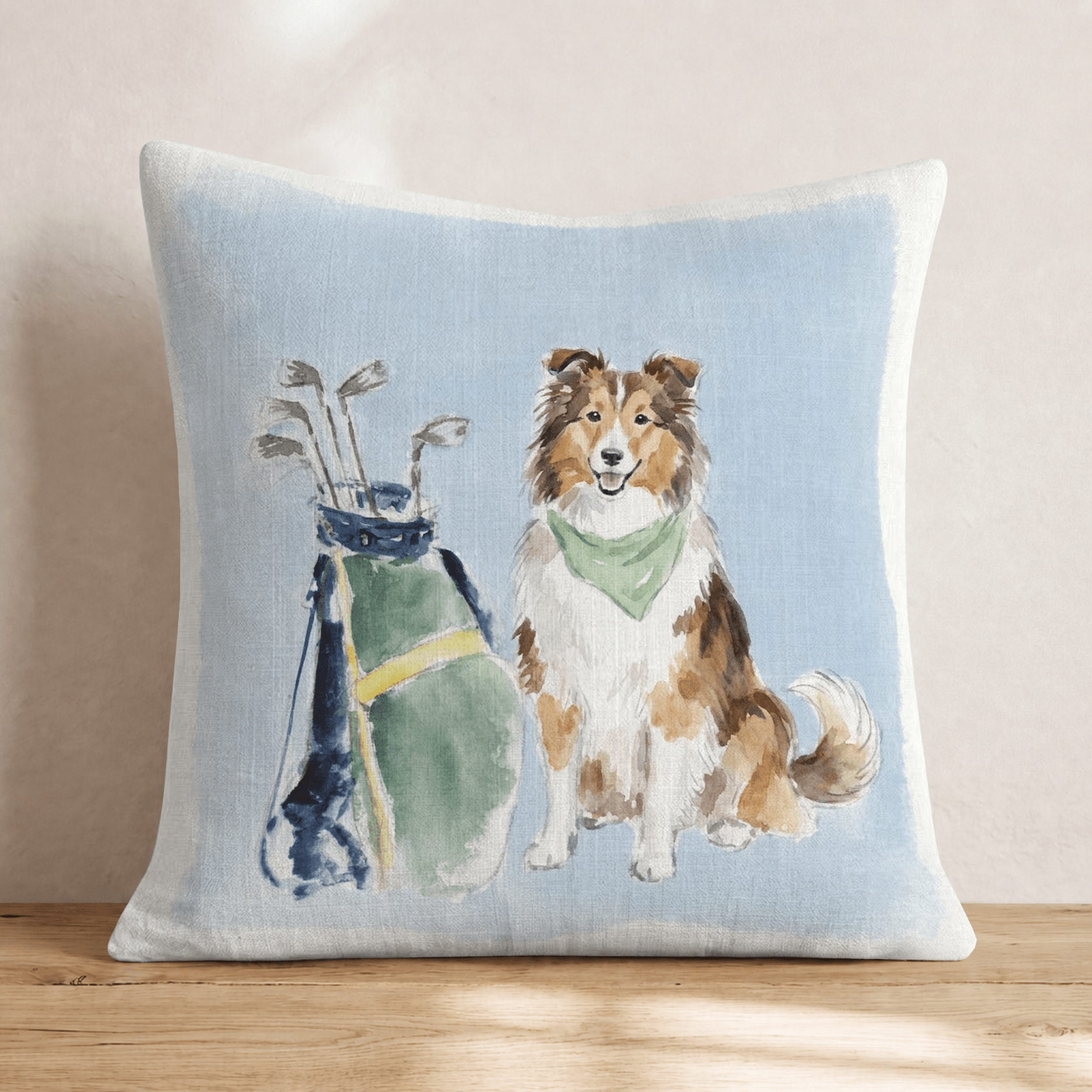 Golf Trip Shetland Sheepdog Throw Pillow - Hillcroft Home