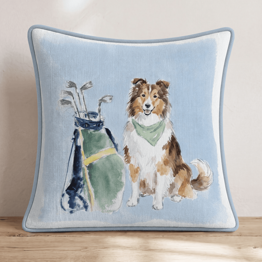 Golf Trip Shetland Sheepdog Throw Pillow - Hillcroft Home
