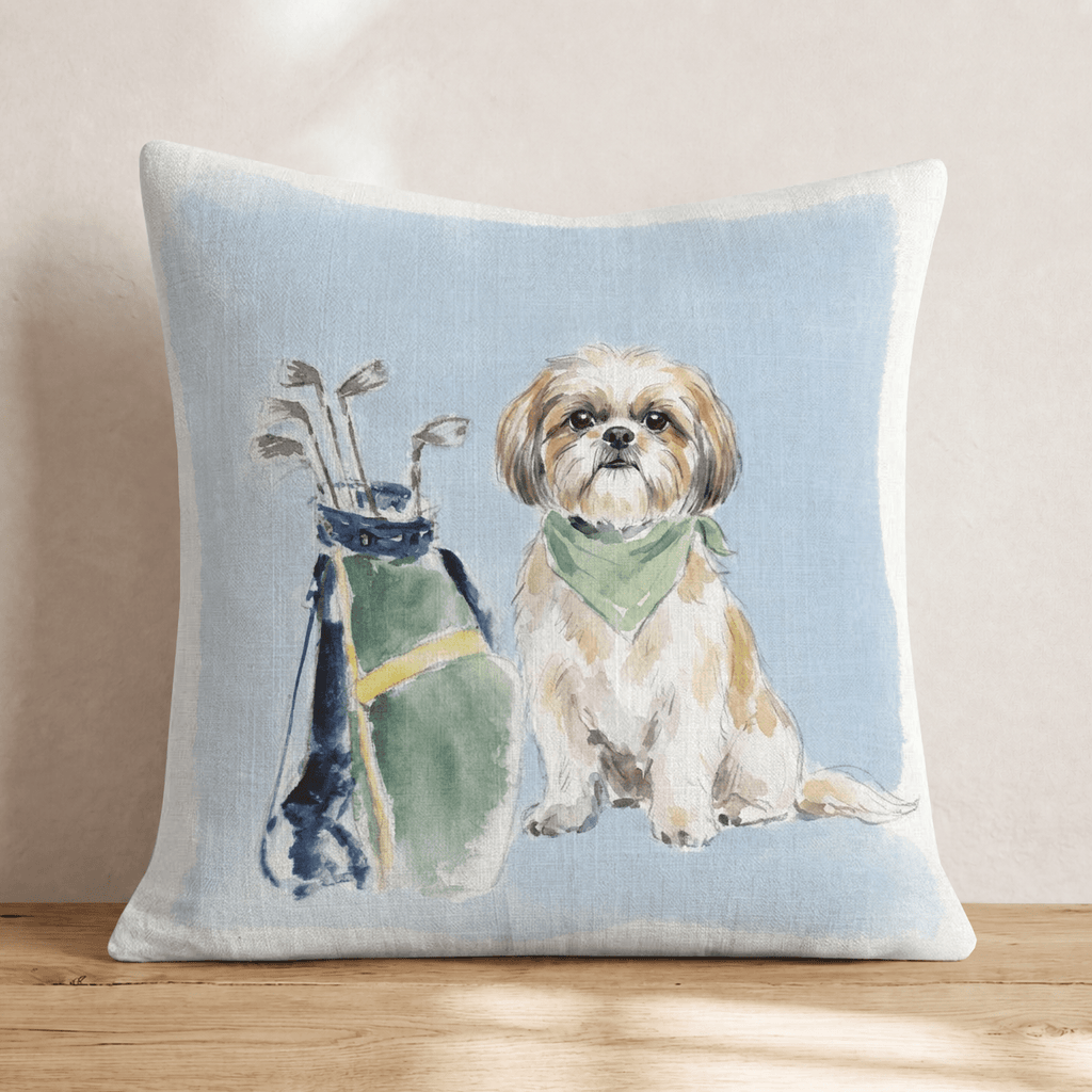 Golf Trip Shih Tzu Throw Pillow - Hillcroft Home