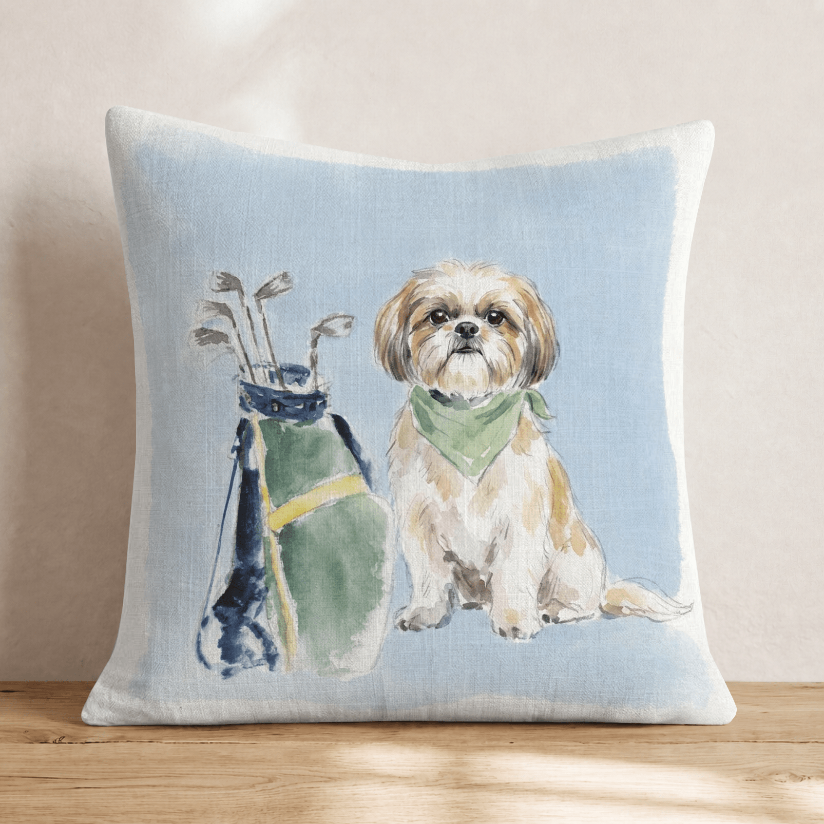 Golf Trip Shih Tzu Throw Pillow - Hillcroft Home
