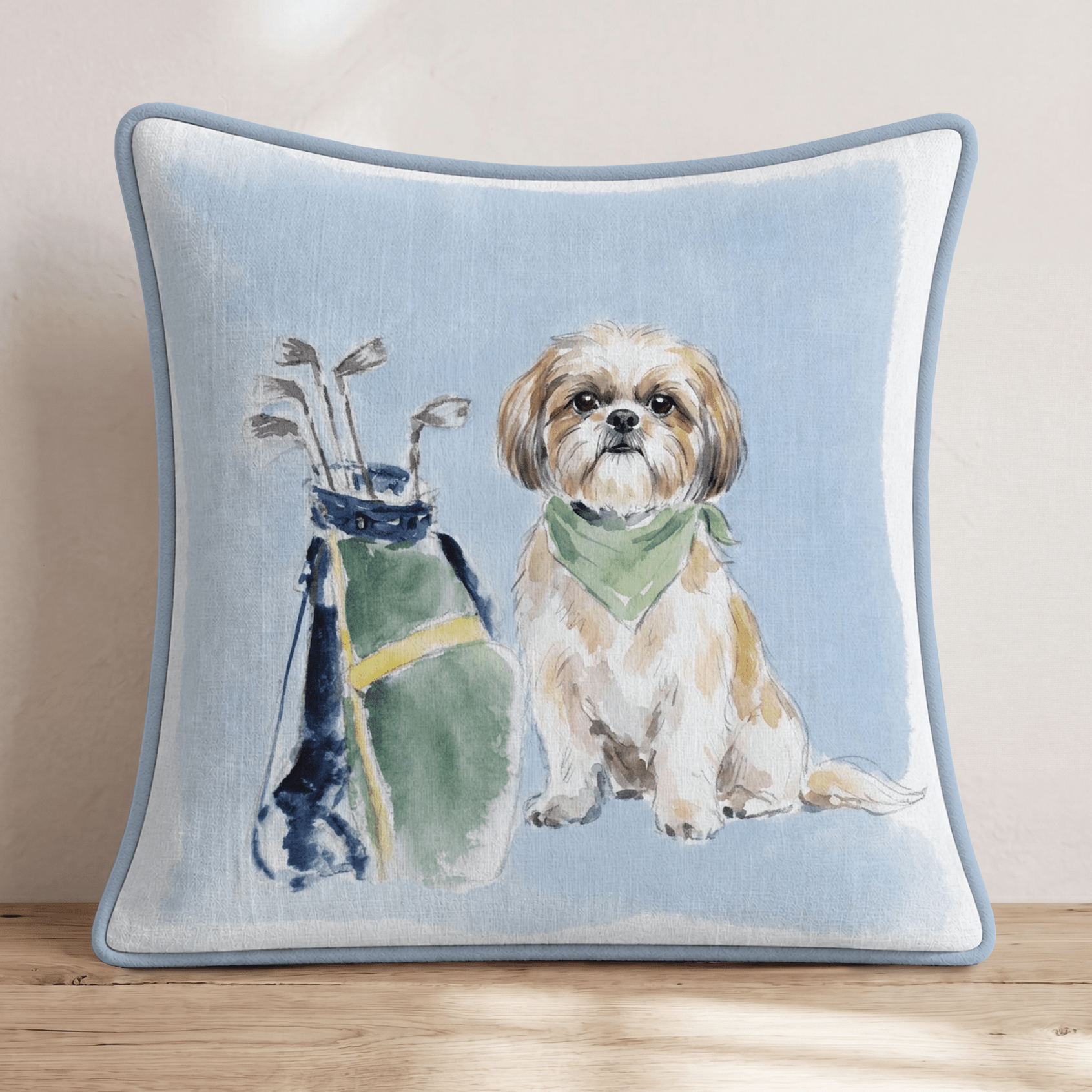 Golf Trip Shih Tzu Throw Pillow - Hillcroft Home