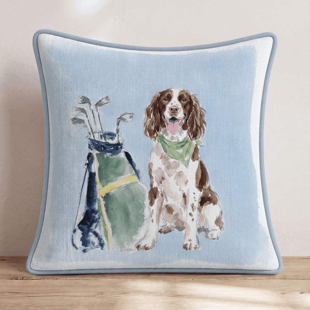 Golf Trip Springer Spaniel Throw Pillow - Hillcroft Home