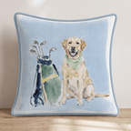 Golf Trip Yellow Labrador Retriever Throw Pillow - Hillcroft Home
