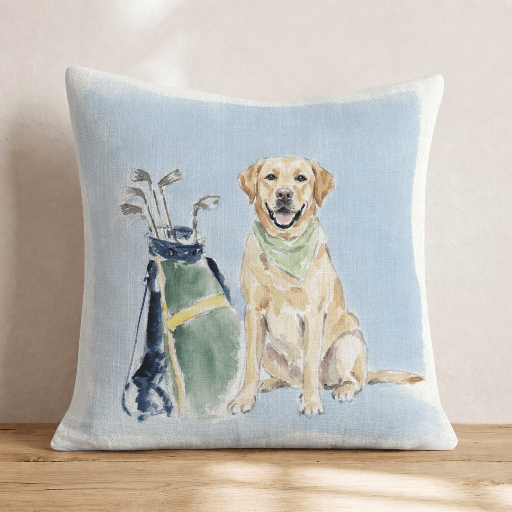 Golf Trip Yellow Labrador Retriever Throw Pillow - Hillcroft Home