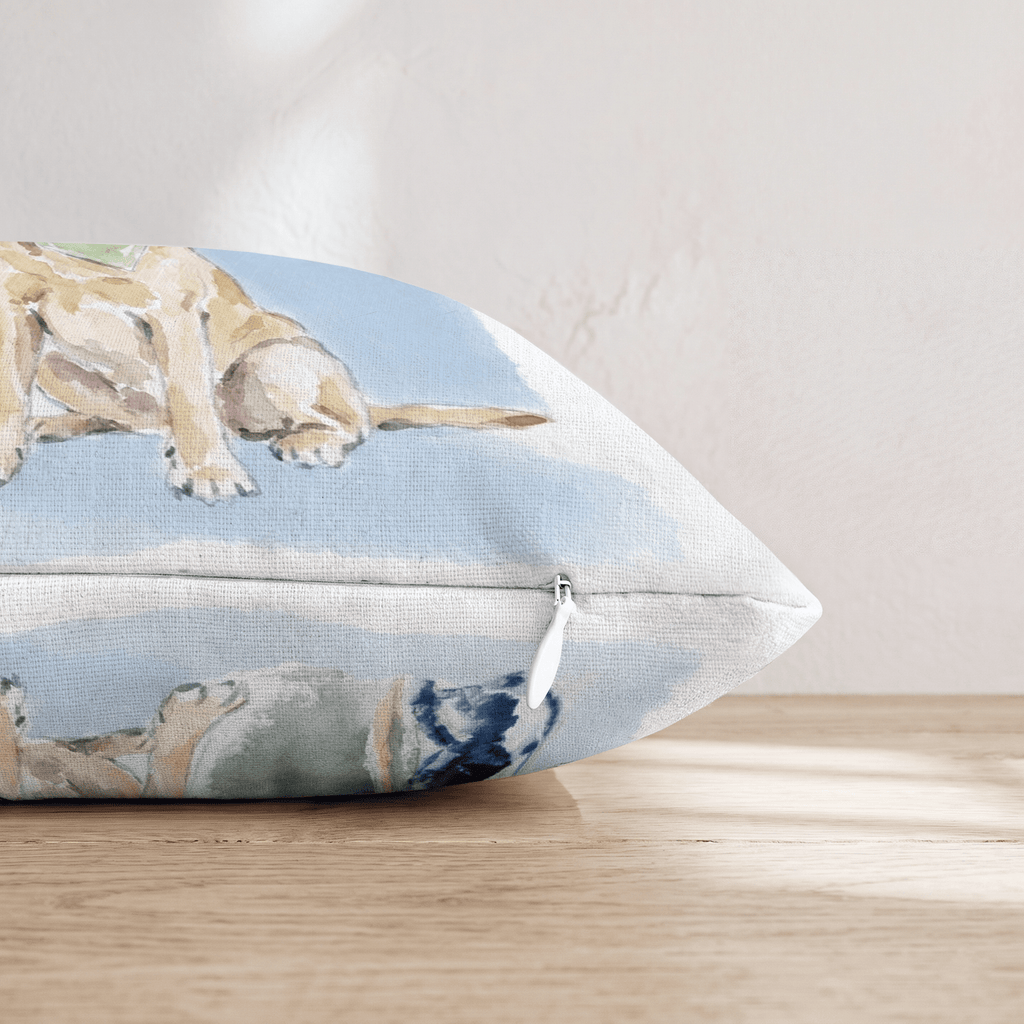 Golf Trip Yellow Labrador Retriever Throw Pillow - Hillcroft Home