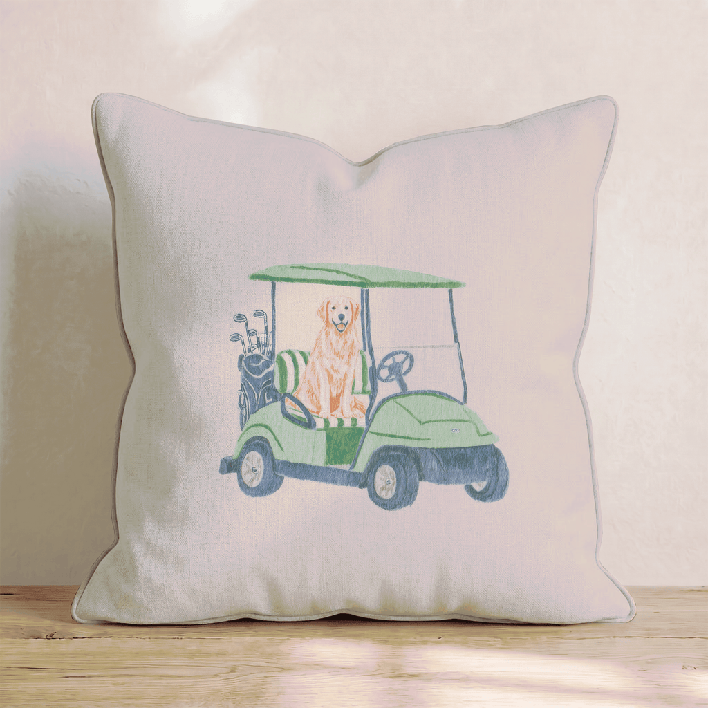 Golfing Golden Throw Pillow - Hillcroft Home