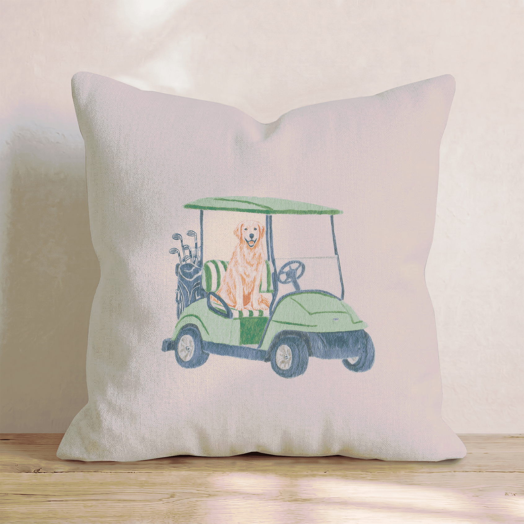 Golfing Golden Throw Pillow - Hillcroft Home