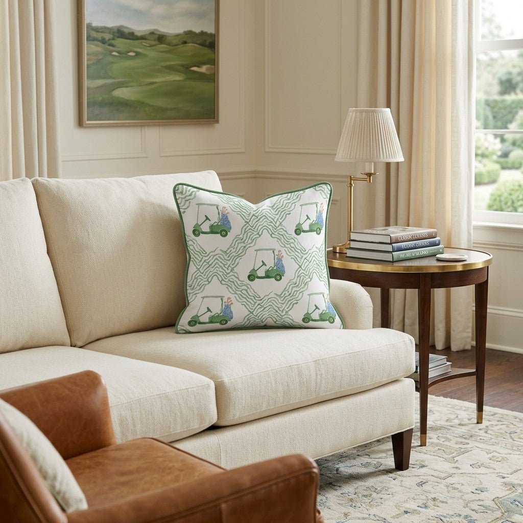 Golfing Grid Throw Pillow - Hillcroft Home