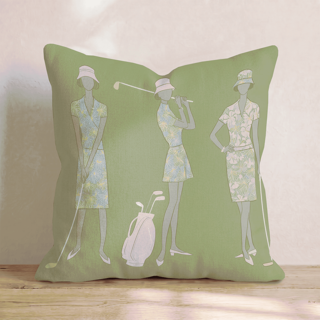 Golfing Ladies Throw Pillow - Hillcroft Home
