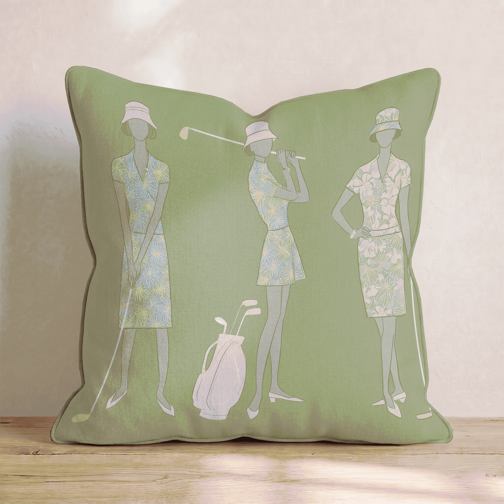 Golfing Ladies Throw Pillow - Hillcroft Home