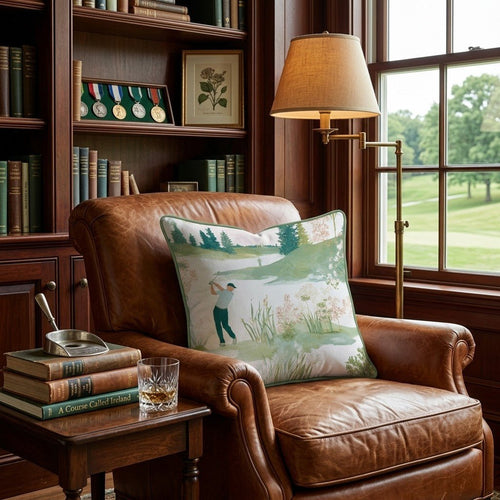 Golfing Scene Throw Pillow - Hillcroft Home