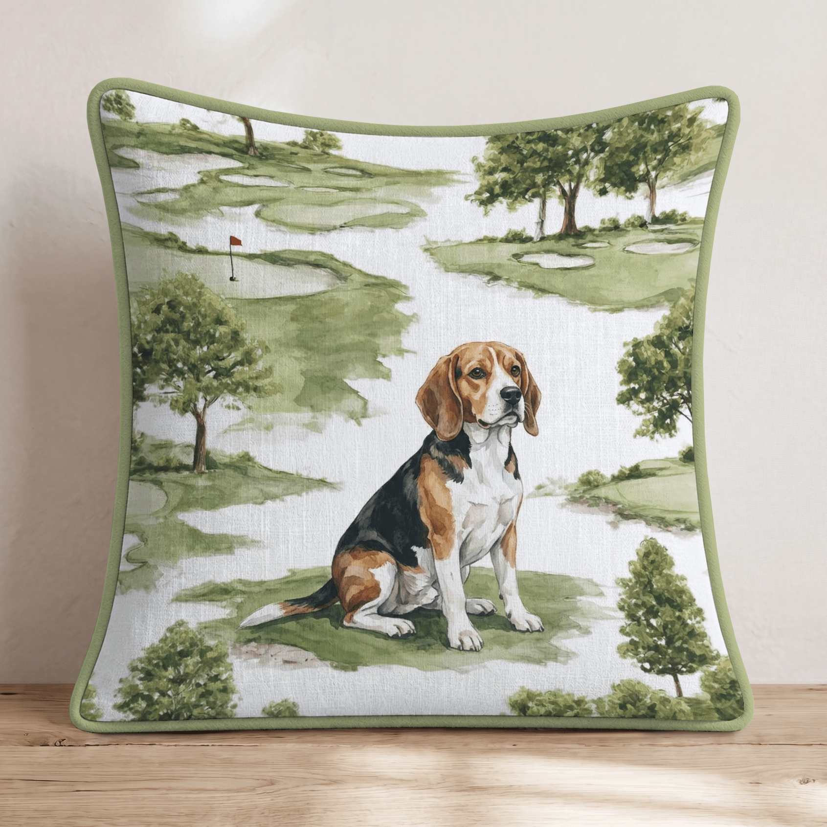 Golfing with Beagle Throw Pillow - Hillcroft Home