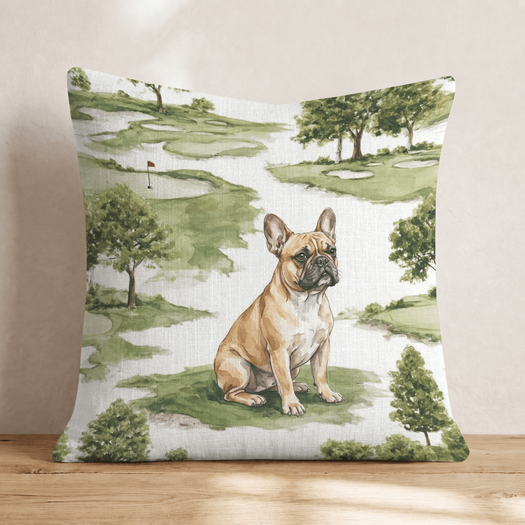 Golfing with French Bulldog Throw Pillow - Hillcroft Home