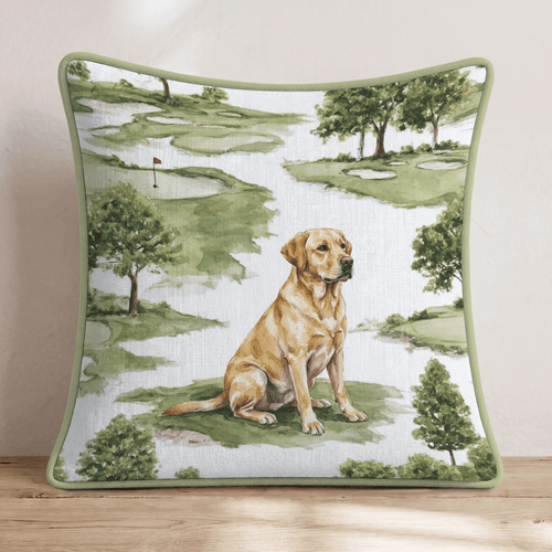 Golfing with Labrador Retriever Throw Pillow - Hillcroft Home