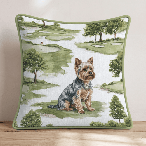 Golfing with Yorkshire Terrier Throw Pillow - Hillcroft Home