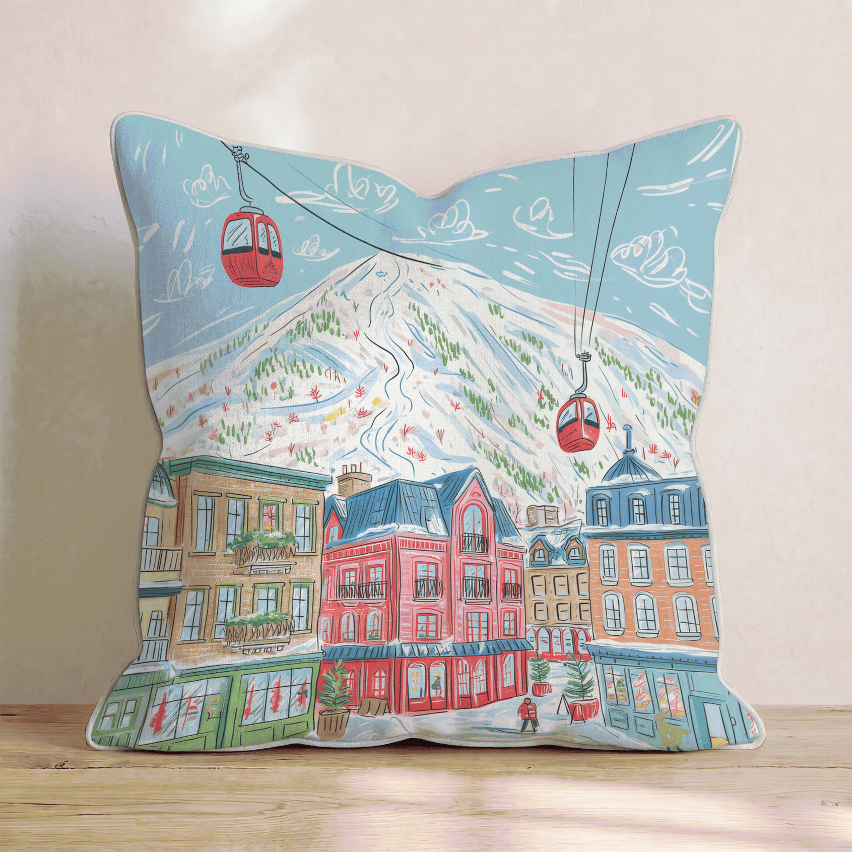 Gondola Mountain Village Throw Pillow - Hillcroft Home