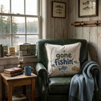 Gone Fishin_ Throw Pillow - Hillcroft Home