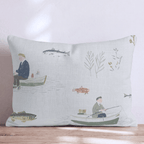 Gone Fishing Toile Throw Pillow - Hillcroft Home