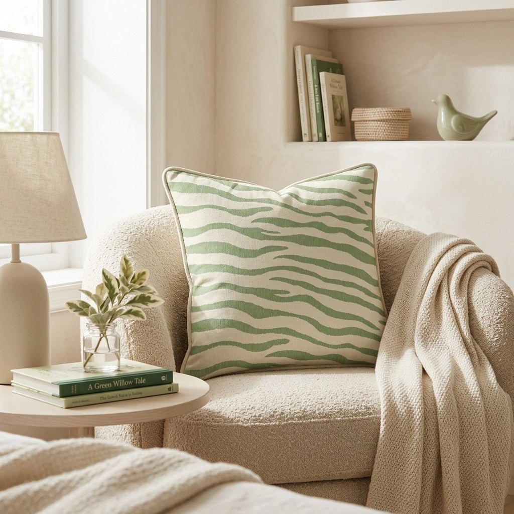 Gorgeous Green Zebra Throw Pillow - Hillcroft Home