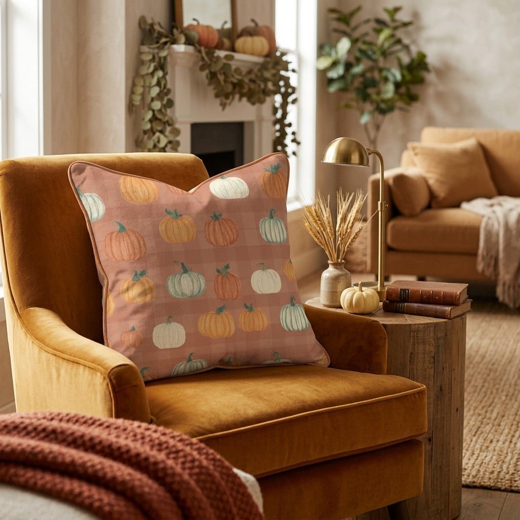 Gourd Gingham Throw Pillow - Hillcroft Home