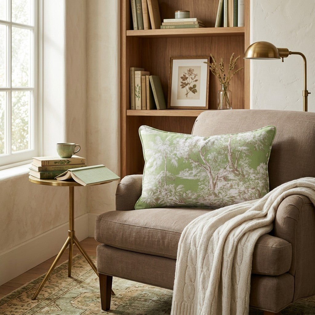 Graceful Jungle Toile Throw Pillow - Hillcroft Home