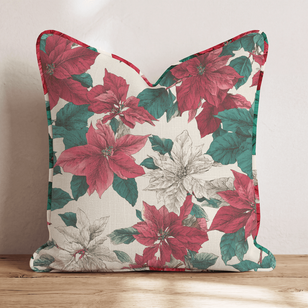 Grandma Poinsettas Throw Pillow - Hillcroft Home