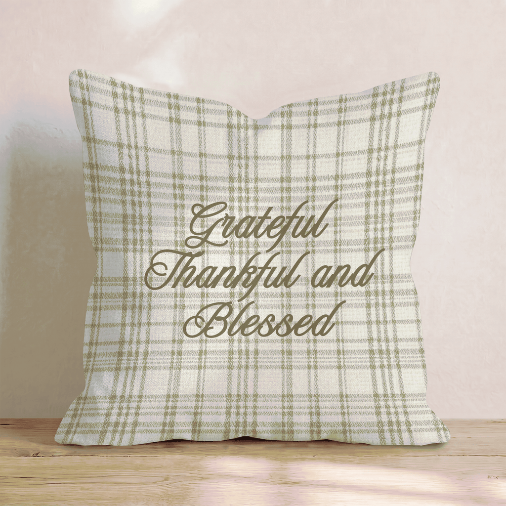 Grateful Thankful and Blessed Throw Pillow - Hillcroft Home