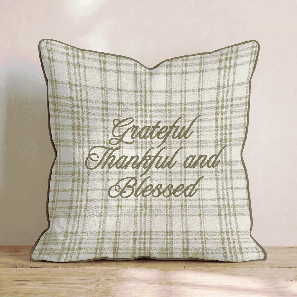 Grateful Thankful and Blessed Throw Pillow - Hillcroft Home