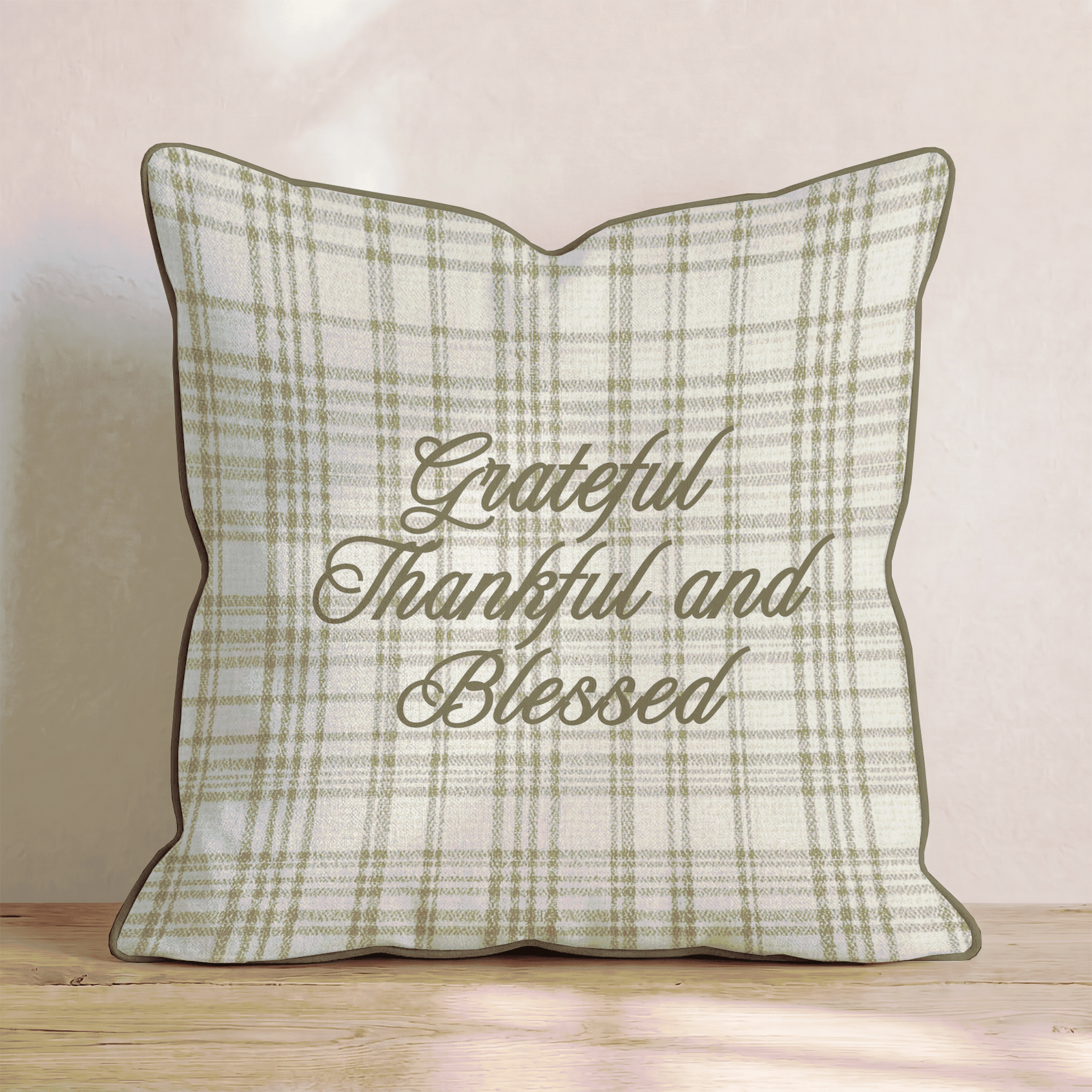Grateful Thankful and Blessed Throw Pillow - Hillcroft Home