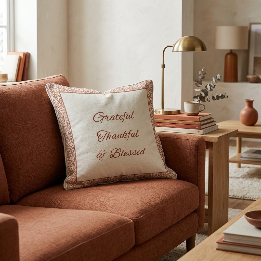 Grateful Thankful & Blessed Throw Pillow - Hillcroft Home