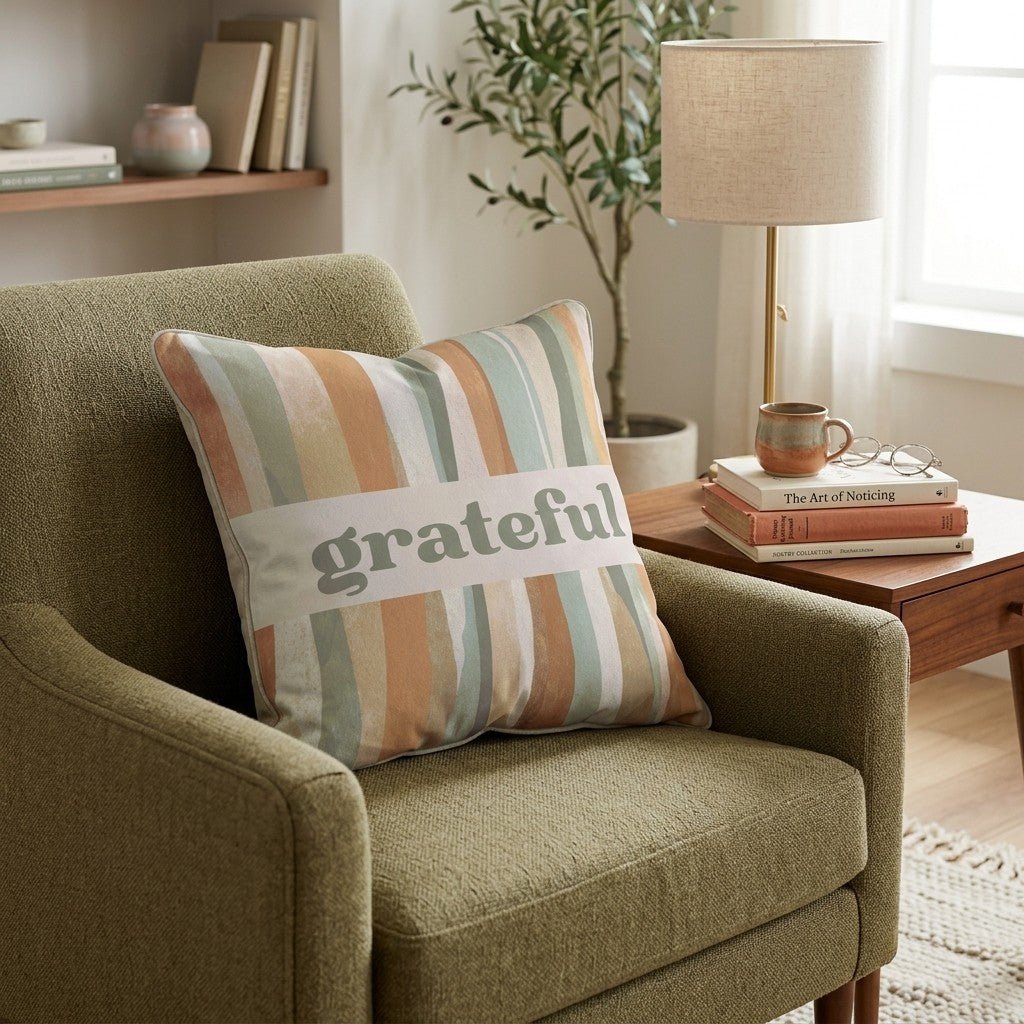 grateful Throw Pillow - Hillcroft Home