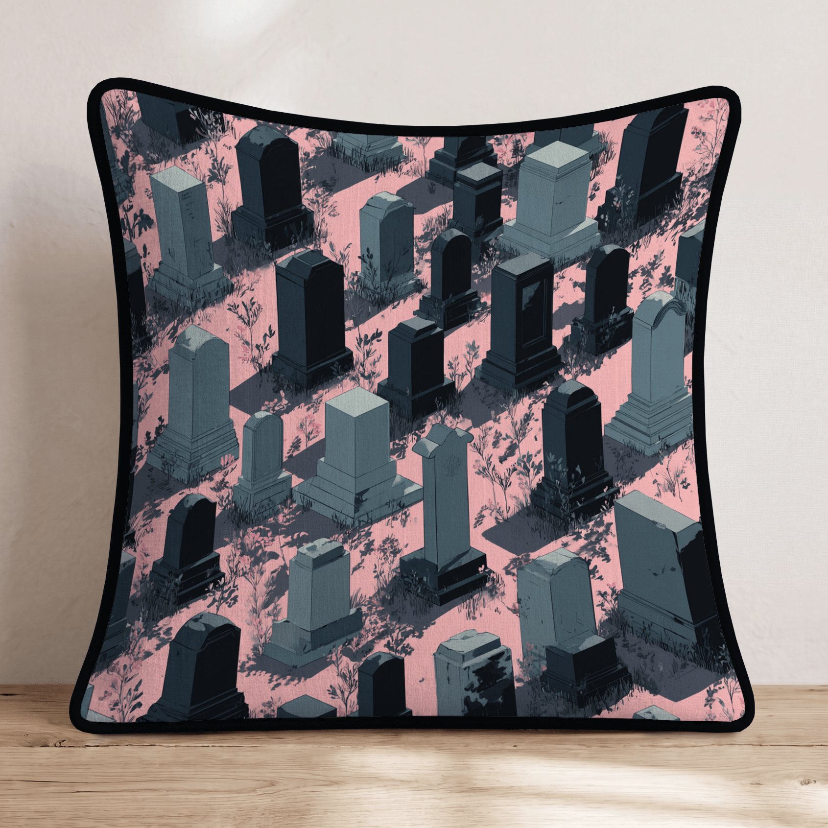 Graveyard Tombs Throw Pillow - Hillcroft Home