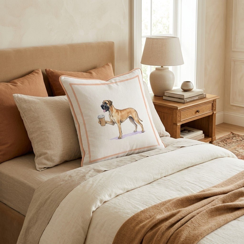 Great Dane Coffee Throw Pillow - Hillcroft Home