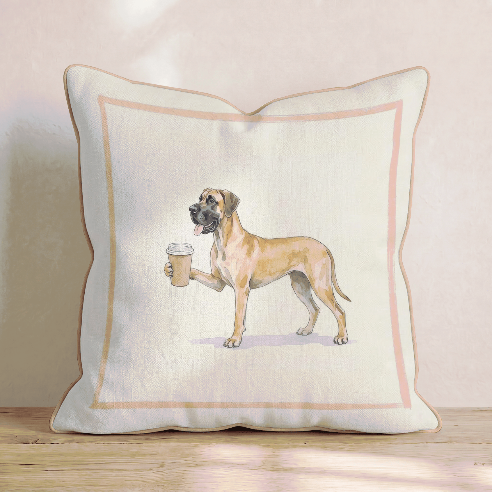 Great Dane Coffee Throw Pillow - Hillcroft Home