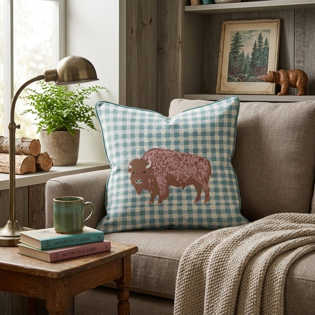 Green Buffalo Checkered Throw Pillow - Hillcroft Home