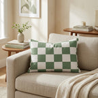Green Checkered Throw Pillow - Hillcroft Home