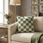 Green Checkered Throw Pillow - Hillcroft Home