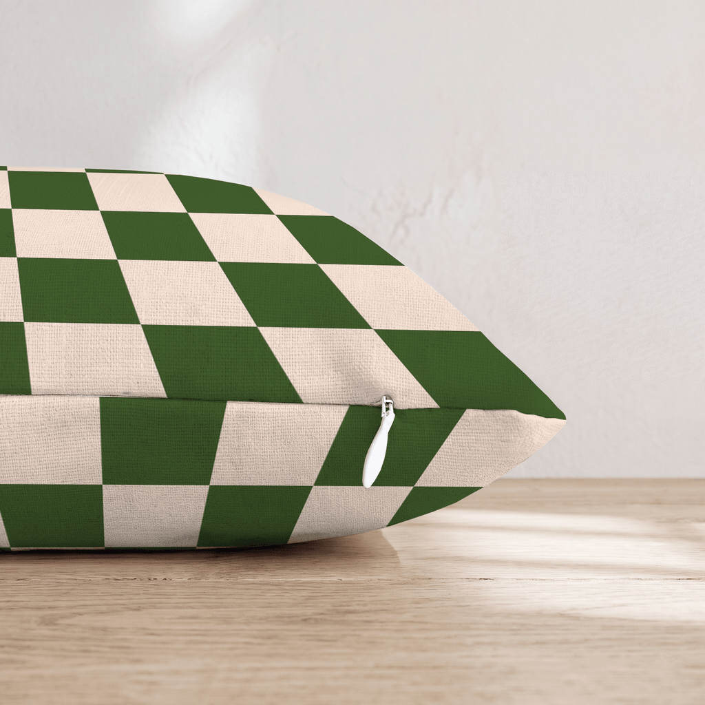 Green Checkered Throw Pillow - Hillcroft Home