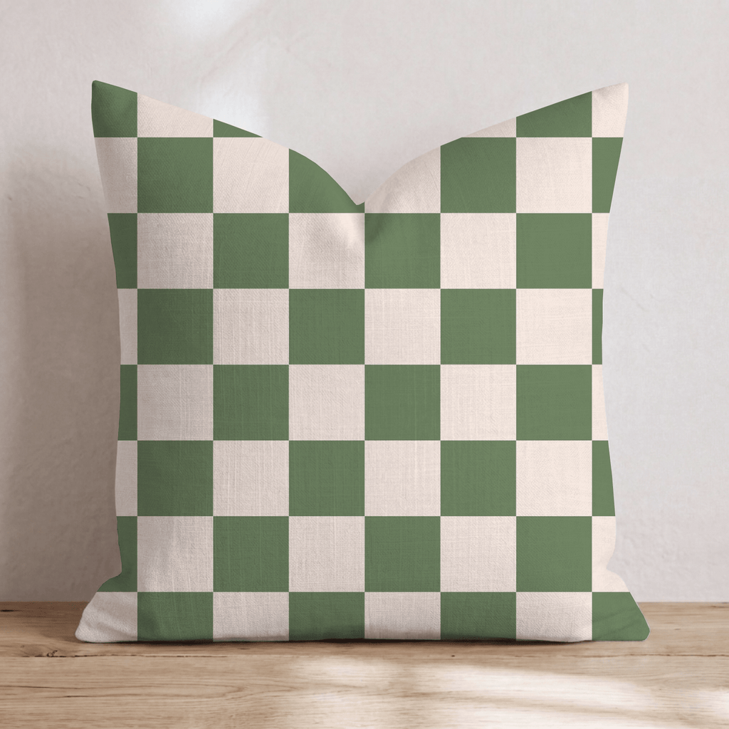 Green Checkered Throw Pillow - Hillcroft Home