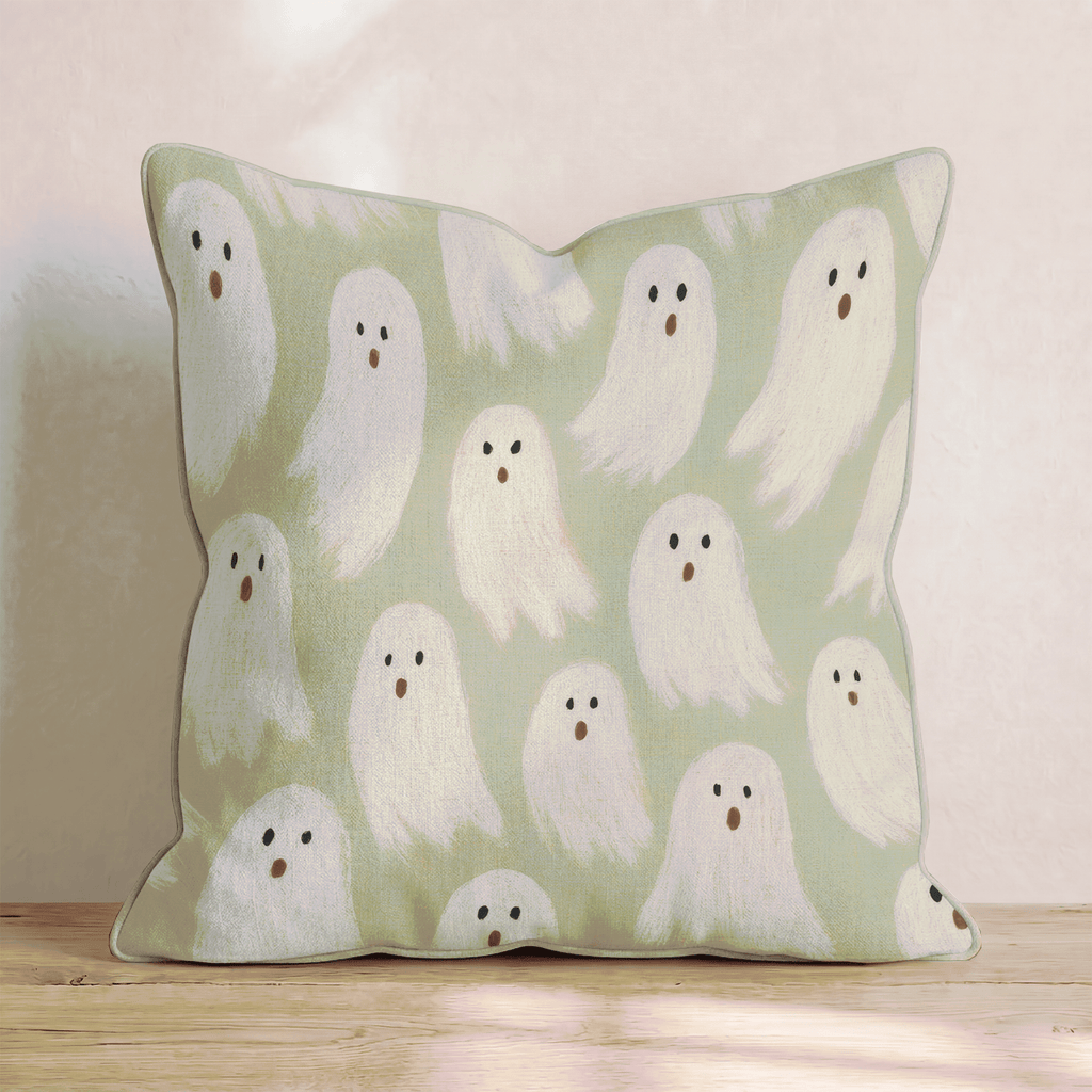 Green Ghosts Throw Pillow - Hillcroft Home