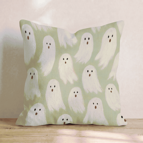 Green Ghosts Throw Pillow - Hillcroft Home